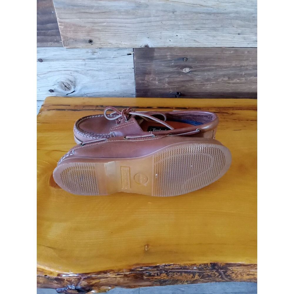 Timberland Boat Shoes Womens 5.5 Flats Slip On M3947R Brown Leather Moc Toe - Picture 8 of 9